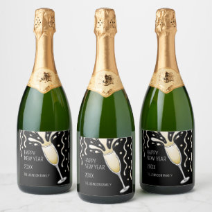 New Year Champagne Sparkling Wine Label