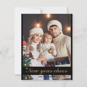 New year cheer fun elegant one photo card