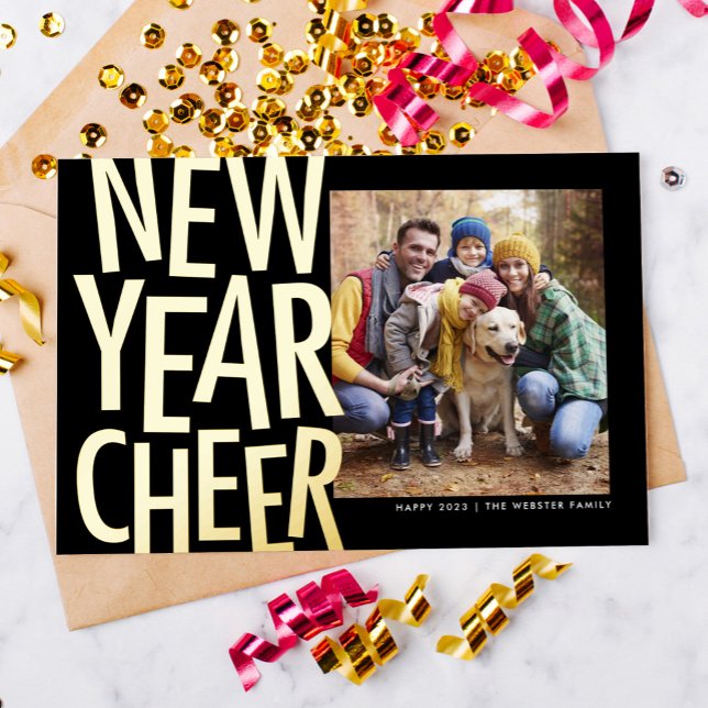 New Year Cheer fun gold one photo confetti (Creator Uploaded)