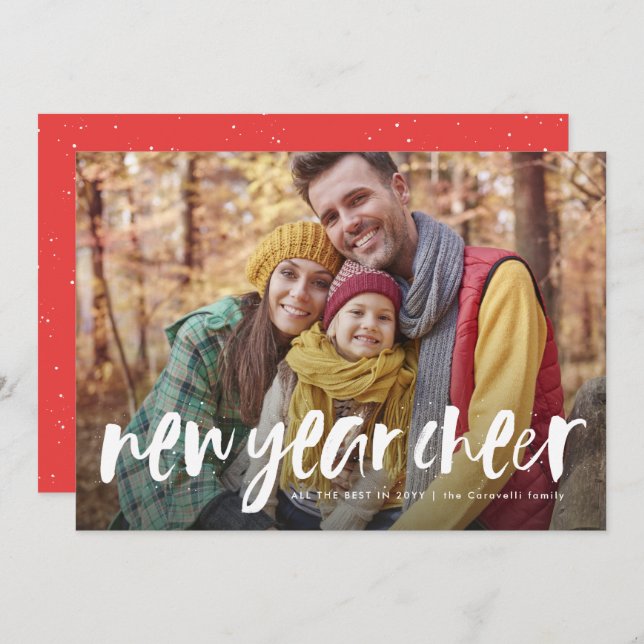 New year cheer playful modern photo card (Front/Back)