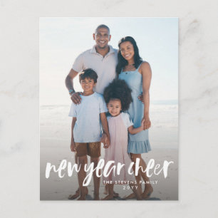 New year cheer simple modern white holiday postcard