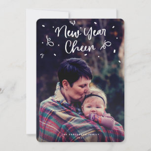 New Year Cheer Ticker Tape Photo Holiday Card