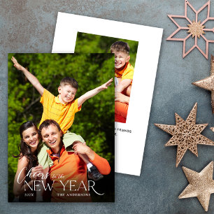 New Year Cheers Message 2 Photo Holiday Card