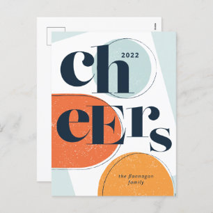 New Year Cheers Modern 2022 Shapes Holiday Postcar