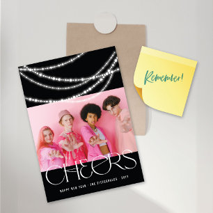 New Year Cheers Sparkling Lights Magnetic Card