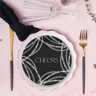 New Year Cheers Sparkling Lights Stylish Chic Paper Plate