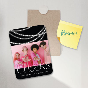 New Year Cheers Sparkling Lights Stylish Photo Magnet