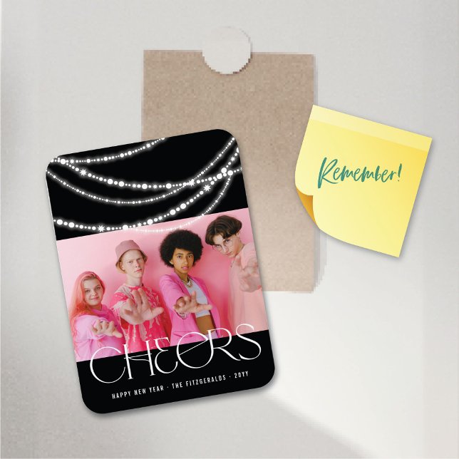 New Year Cheers Sparkling Lights Stylish Photo Magnet (New Year Cheers Sparkling Lights Stylish Photo Flexible Magnet @ fat_fa_tin)