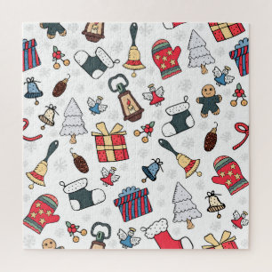 New Year: Christmas Holiday Pattern. Jigsaw Puzzle