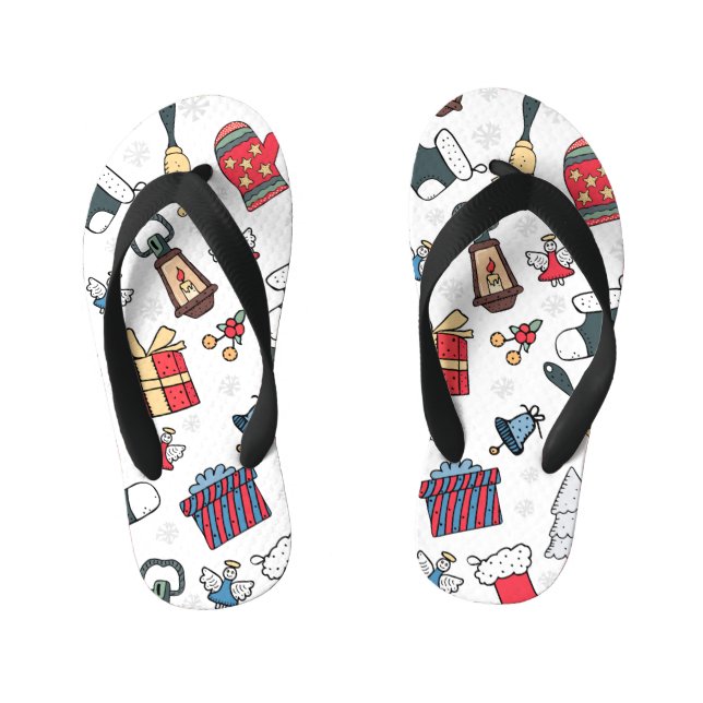 New Year: Christmas Holiday Pattern. Kid's Jandals (Footbed)
