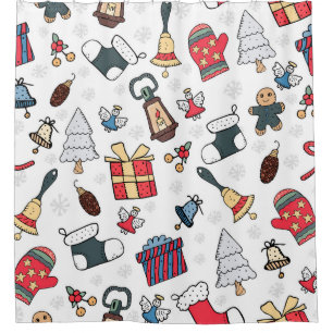 New Year: Christmas Holiday Pattern. Shower Curtain