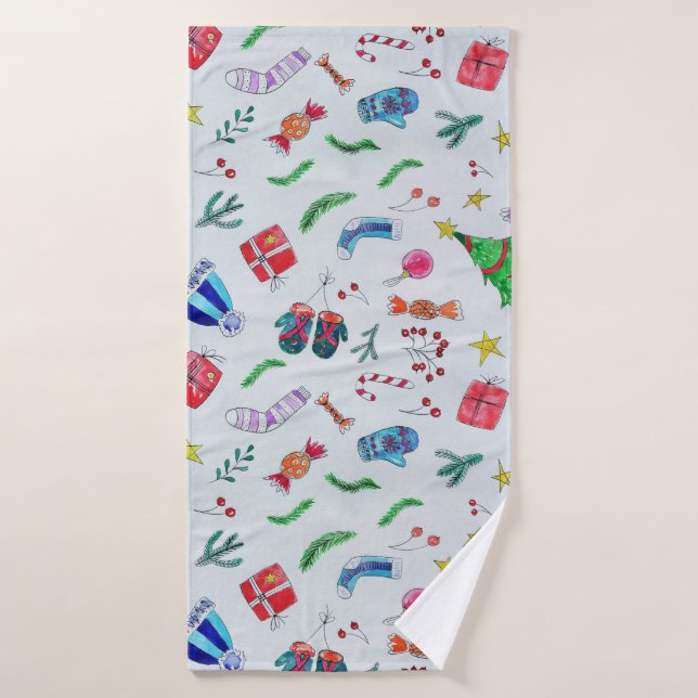 New year christmas winter bath towel (Bath Towel)