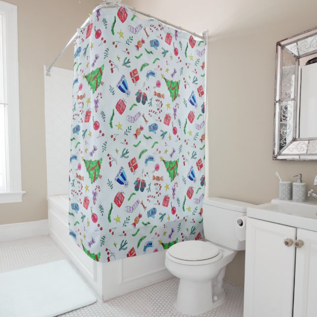 New Year Christmas Winter Shower Curtain (In Situ)