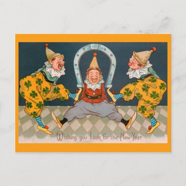 New Year clowns & clovers Postcard (Front)