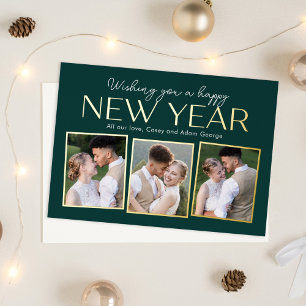 New Year Collage FOIL Editable Colour Holiday Card