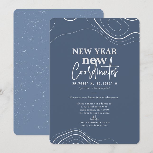 New Year Coordinates Blue Moving Announcement (Front/Back)