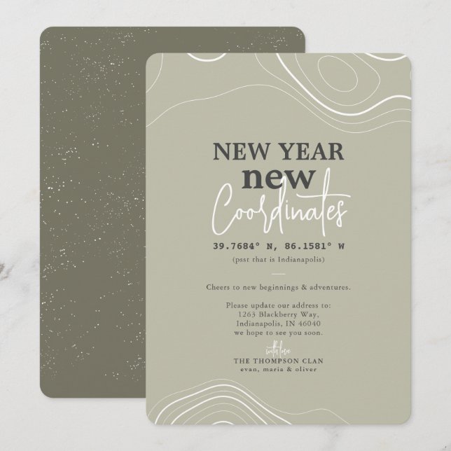 New Year Coordinates Green Moving Announcement (Front/Back)