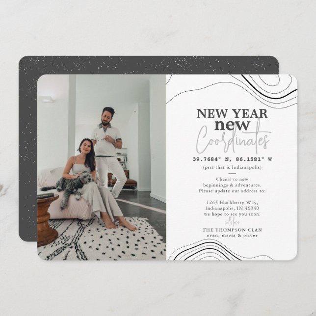New Year Coordinates PhotoGray Moving Announcement (Front/Back)