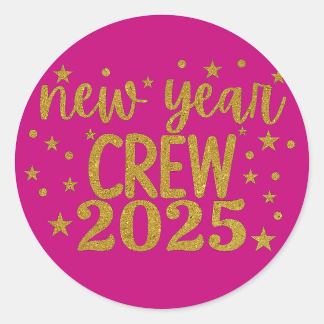 new year crew 2025 classic round sticker (Front)