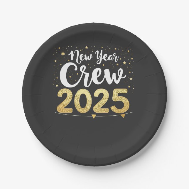 New Year Crew 2025 Cousins Family Matching Crew Paper Plate (Front)