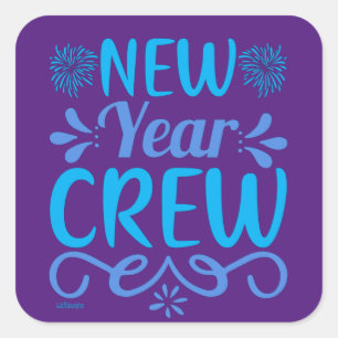 NEW YEAR CREW SQUARE STICKER