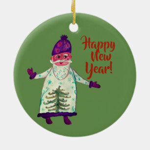 New Year Custom Santa Claus Circle Ornament
