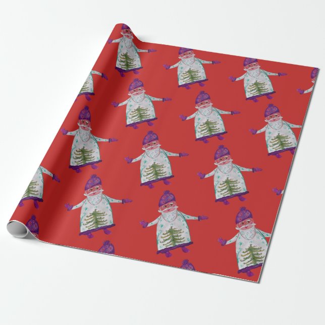 New Year, Custom Santa Claus  Wrapping Paper (Unrolled)