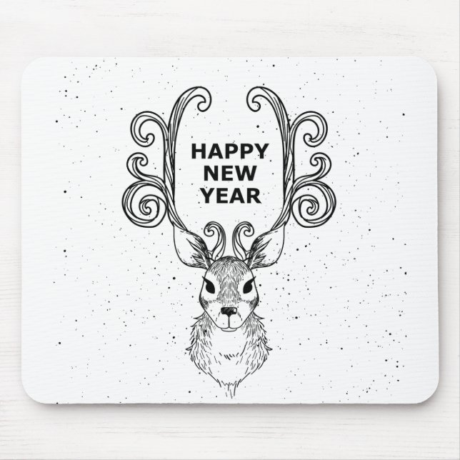 New Year Deer Christmas Holiday Mouse Pad (Front)