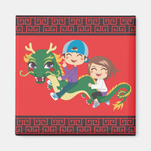 New Year Dragon Ride Magnet