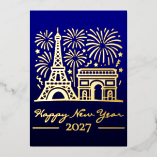New Year Eiffel Tower Paris Fireworks France Gold