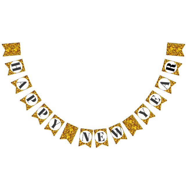 New Year elegant gold chevron celebration Bunting (All)
