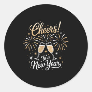 New Year Eve Party Cheers To A New Year Happy New Classic Round Sticker