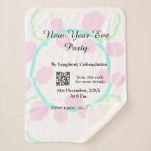 New year eve party scan QR RSVP name pink blue 