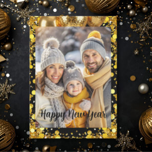 New year Family Photo elegant  typography modern  Holiday Card