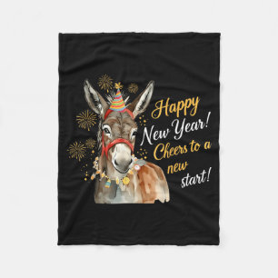 New Year Farm Animal Farmgirl Happy New Year  Fleece Blanket