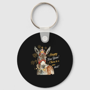 New Year Farm Animal Farmgirl Happy New Year  Key Ring