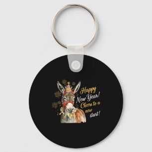 New Year Farm Animal Farmgirl Happy New Year  Key Ring