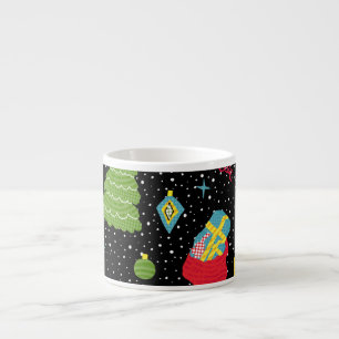 New Year Festive: Colourful Seamless. Espresso Cup