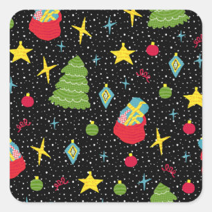 New Year Festive: Colourful Seamless. Square Sticker