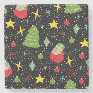 New Year Festive: Colourful Seamless. Stone Coaster