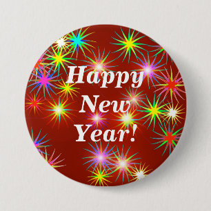 New Year Fireworks Flash on Red 7.5 Cm Round Badge
