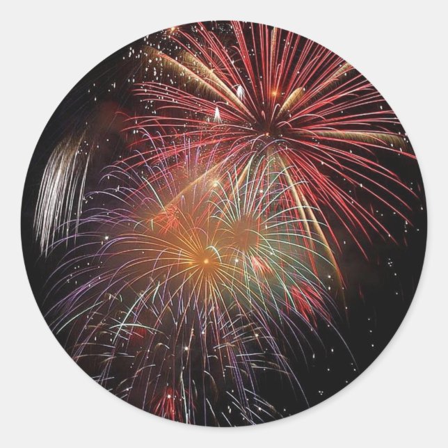 New Year Fireworks Sparkles  Classic Round Sticker (Front)