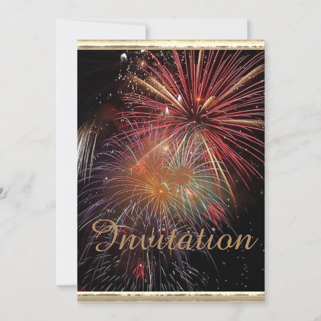 New Year Fireworks Sparkles Invitation (Front)