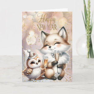 New Year Fox and Owl Card