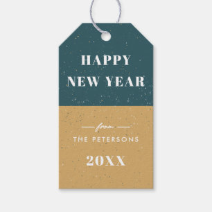 New Year Geometric Holiday Gift Tag - Teal Blue