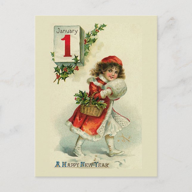 "New Year Girl" Greeting Card (Front)