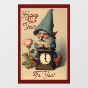 New Year Gnome Window Cling