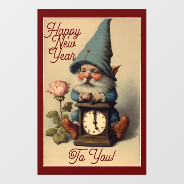 New Year Gnome Window Cling (Sheet)