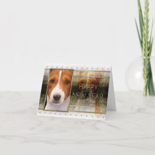 New Year - Golden Elegance - Basenji Holiday Card
