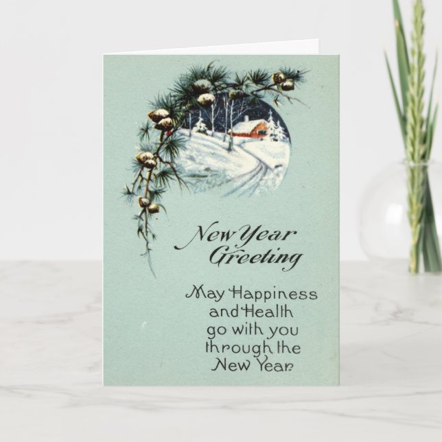 New Year Greeting 1915 Vintage Card (Front)